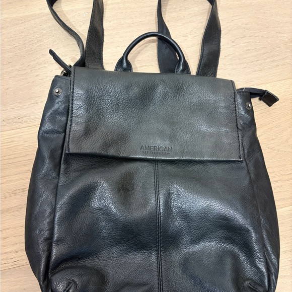 Black Leather Backpack - Picture 1 of 2